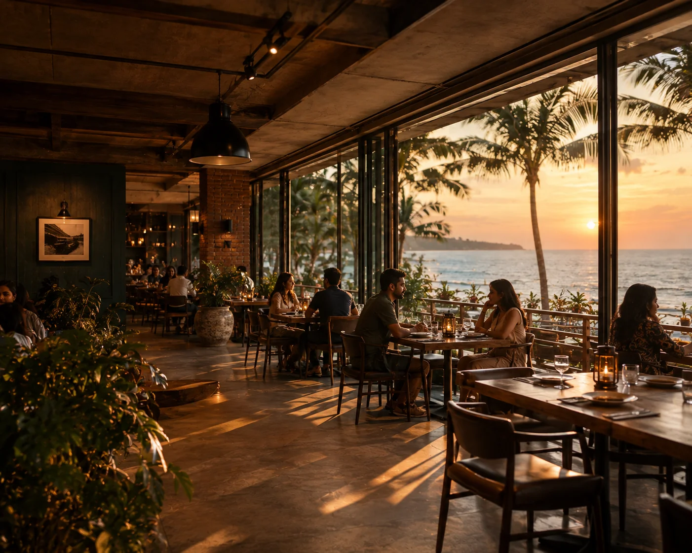 Sliding glass sea-view dining room