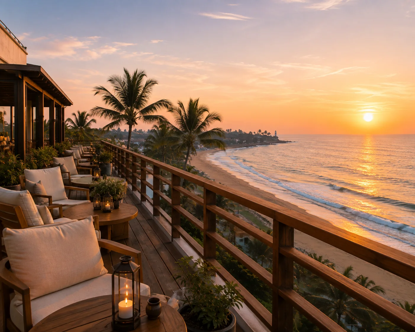 Rooftop terrace evening seating