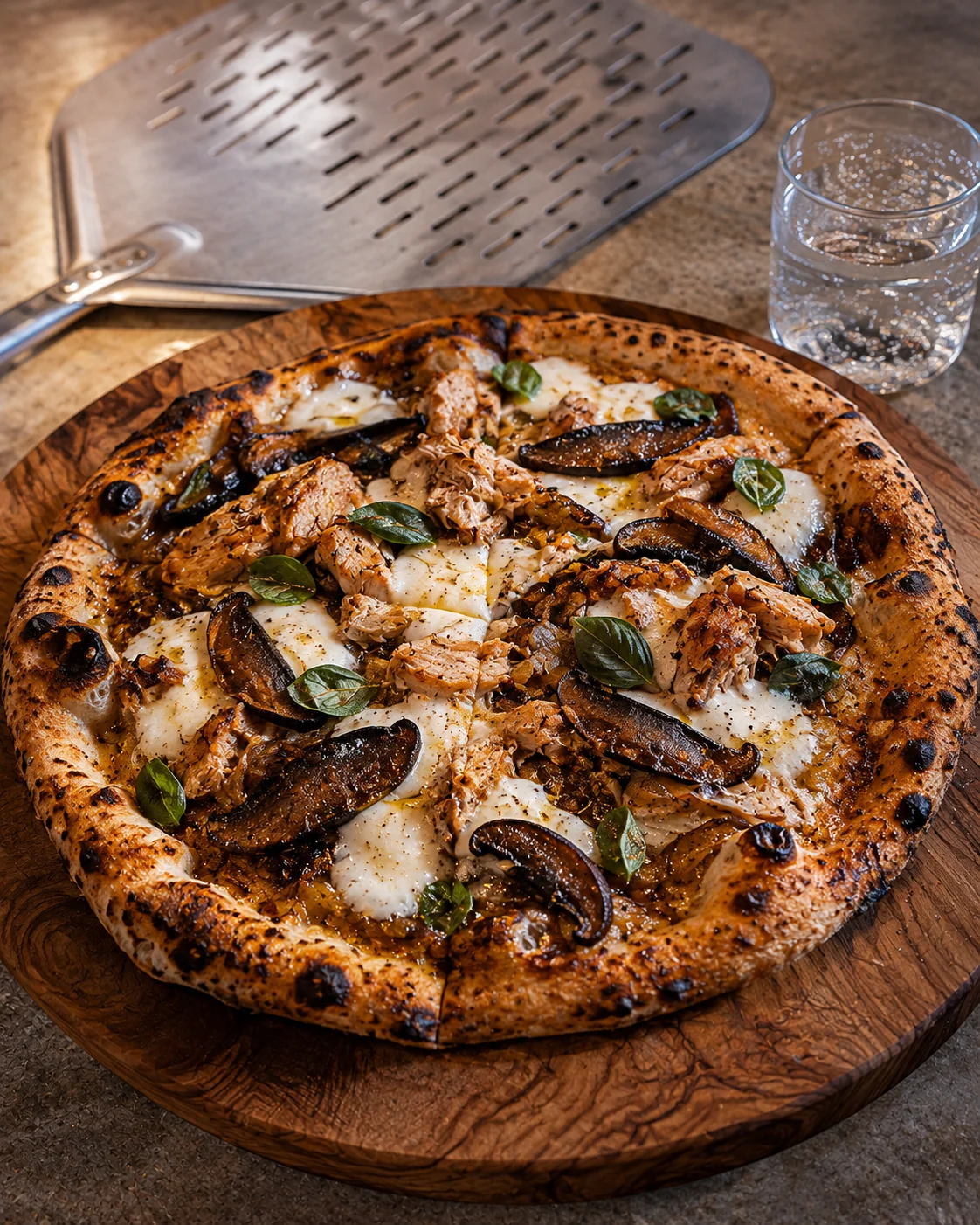 Wood-Fired Portobello Pizza with fresh herbs